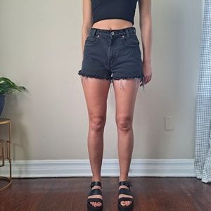 Black denim cutoffs